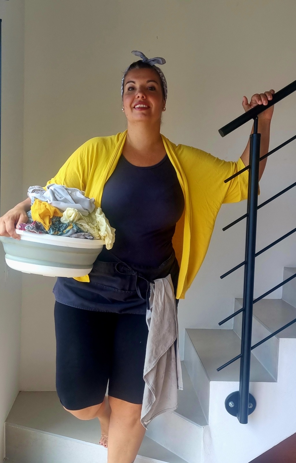 Caroline prend en charge le linge d'une famille